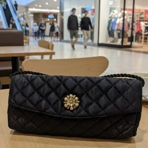 Vintage Black Quilted Lancome Purse Handbag